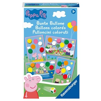 Afbeelding van Ravensburger Bring along spel 20853 Peppa Pig kleurrijke ballonnen grappig kubusspel in kleur voor kinderen vanaf 3 jaar