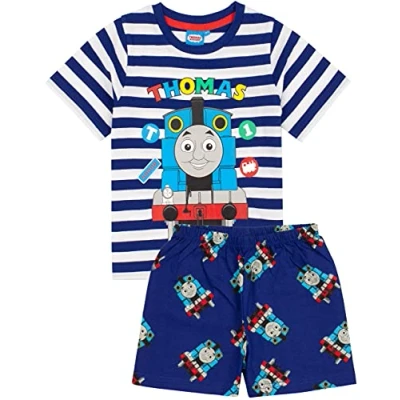 Afbeelding van Thomas &amp; Friends Pyjamas Boys Treinen T shirt met lange of korte bodems 4 5 jaar