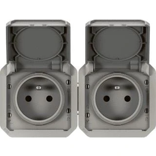 Afbeelding van Legrand plexo 2v contactdoos pa 2p a voorbedraad horizontaal ip55 ik08 grijs 069562l