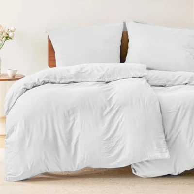 Afbeelding van Dreamzie 2 dekbedovertrekken 135x200 cm met kussenslopen 80x80 Wit Bedset van 100 procent microvezel Gecertificeerd vrij chemicaliën (Oeko TEX)