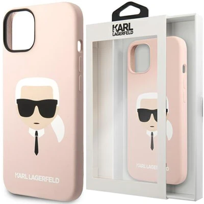 Afbeelding van Karl Lagerfeld KLHMP14MSLKHLP iPhone 14 Plus 6.7 hardcase lichtroze/lichtroze Siliconen Karl`s Head Magsafe
