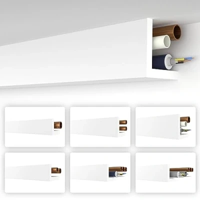 Afbeelding van HEXIMO Hoekprofiel wit, 1,7 meter profielen, XPS afdeklijsten voor verwarmingsbuizen, L profiel buisafdeklijst, hoeklijst, model: HRA 3 89 x mm (1,7 meter/lijst)