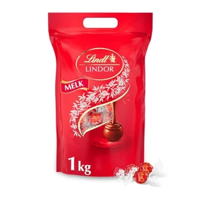 Afbeelding van Lindt LINDOR Melkchocolade bonbons 1kg 80 chocolade perfect om te delen onweerstaanbaar zacht smeltende vulling
