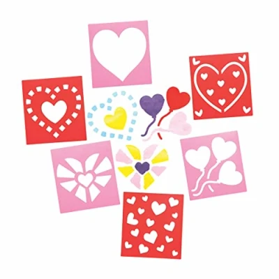 Afbeelding van Baker Ross AX816 Hart Stencils Pack van 8 stuks, wasbare plastic verf gids set voor kinderen schilderen kunst en ambachten activiteiten