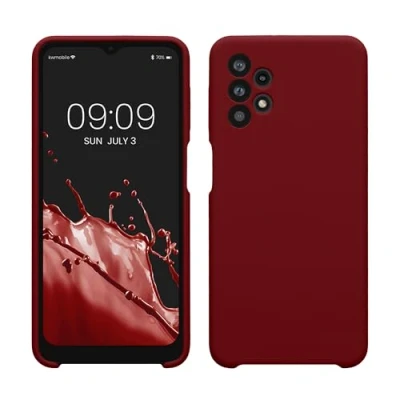 Afbeelding van kwmobile telefoonhoesje geschikt voor Samsung Galaxy A32 5G Hoesje met siliconen coating Smartphone case in rabarber rood