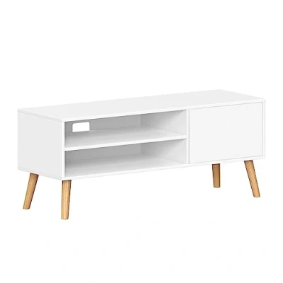 Afbeelding van VASAGLE TV meubel, lowboard, meubel voor TV&#039;s tot 55 inch, 120 cm lang, tafel, woonkamer, industrieel ontwerp, wit LTV120T46