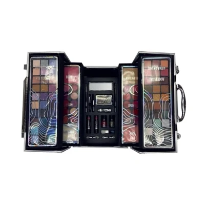 Afbeelding van bonvoyage Make up koffertje Colour Delights, Transparant, Professioneel en Complete Kit met Accessoires, Set voor een Perfecte Dag Nacht Look