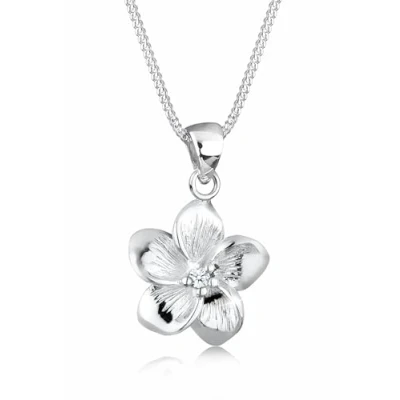 Afbeelding van Elli DIAMONDS Dames Frangipani Bloem met Diamant (0.03 ct ) in 925 Sterling Zilver