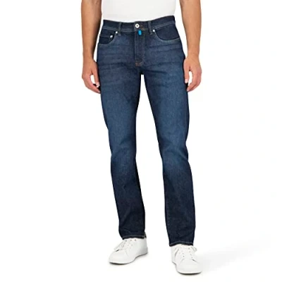 Afbeelding van Pierre Cardin Lyon Herenbroek, jeans, stoffen broek, taps toelopende pasvorm, blauw (Dark Vintage Blue 01), 34W / 34L