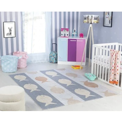 Afbeelding van SURYA Vloerkleed Machinewasbaar Kinderkamer, KinderTapijt, SpeelTapijt Vis AQUAFIESTA Beige/Grijs/Oranje 120x170cm