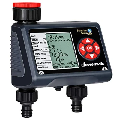 Afbeelding van DEWENWILS Irrigatiecomputer, 4 irrigatieprogramma&#039;s voor elke zone, tuinirrigatieklok, automatische irrigatietimer met regenvertraagde/handmatige/automatische modus gazon