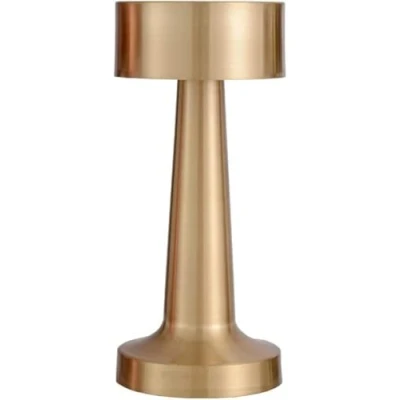 Afbeelding van Kizozo tafellamp, draadloos, led batterij, tafellamp met dimbaar, bedlamp, bureaulamp, voor woonkamer, slaapkamer, 3 lichtkleuren (goud)