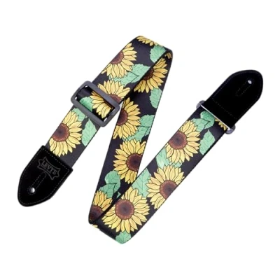 Afbeelding van Levy&#039;s Leathers 2&quot; Polyester Gitaar Strap Zonnebloem Design; Zwart, Geel, Groen, en Bruin MP2 009