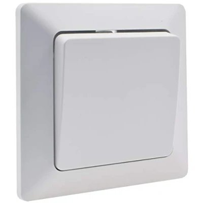 Afbeelding van MILOS wisselschakelaar wit mat met frame, inbouw