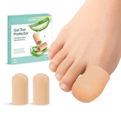Afbeelding van Welnove Gel neus en beschermer 12 stuks siliconen teenbeschermers met aloë vera extract grote teenkussens voor pijnverlichting, ontbrekende of ingegroeide teennagels, likdoorns, eelt, blaren (8 l,
