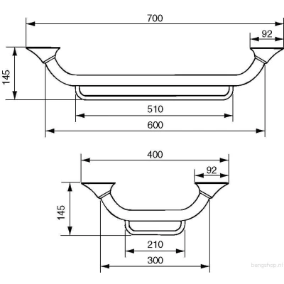 Afbeelding van Handicare Linido handdoekrek (combinatie en wandbeugel)