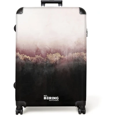 Afbeelding van NoBoringSuitcases.com® Koffer groot Reiskoffer lichtgewicht Marmer Abstract Goud Roze Marmerlook Rolkoffer met 4 wielen Grote trolley XL 98 liter bagage