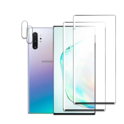 Afbeelding van Displaybeschermfolie van gehard glas, compatibel met Samsung Galaxy Note 10 Plus, 3D Curved Edge to Edge, hardheid 9H, schokbestendig, krasbestendig, 4 stuks