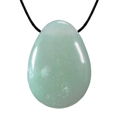 Afbeelding van Morella stoffen ketting 80 cm met edelsteen druppelhanger groene aventurien in sieradenzakje