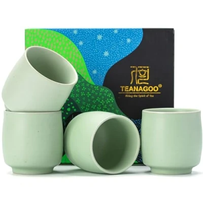 Afbeelding van TEANAGOO Chinese theekop 175ML, Ruware, Lichtblauw, 4 stuks/doos, H8, theekopjes, Japanse theekop, groene theekopjes japans, Aziatische Zonder handgrepen…
