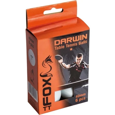 Afbeelding van Fox Tt Tafeltennisballen Darwin 1 Star 40 Mm Wit 6 Stuks