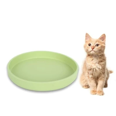 Afbeelding van Lollanda Voerbak voor katten, siliconen voerschaal, ovale bak, breed droogvoer en nat voer (18 x 2,5 cm, lichtgroen)