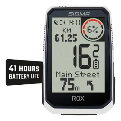 Afbeelding van SIGMA ROX 4.0 ENDURANCE Wit 41 uur batterijduur GPS fietscomputer met 30 functies re routing &amp; e bike compatibiliteit ANT+&amp;BLE montage zonder gereedschap&amp;USB C draadloos