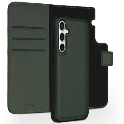 Afbeelding van Samsung Galaxy S23 FE Hoesje Echt leder Accezz Bookcase/2 in 1 Case Groen Telefoonhoesje