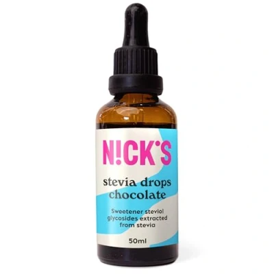 Afbeelding van NICKS chocolade stevia druppels, suikervrije zero calorie vloeibare zoetstof met smaak 50 ml