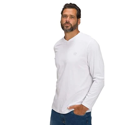 Afbeelding van JP1880 COL V Longsleeve, Heren, Maat: 6XL, White