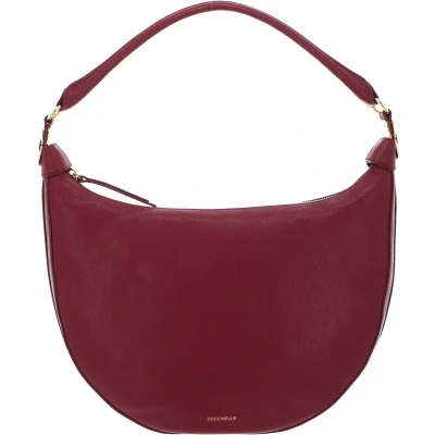 Afbeelding van COCCINELLE Leren Schoudertas Sunnie Handbag Grained Leather Garnet Red Wijnrood