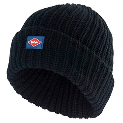 Afbeelding van Lee Cooper Uniseks Chunky gebreide beanie met fleece voering, zwart, eenheidsmaat EU