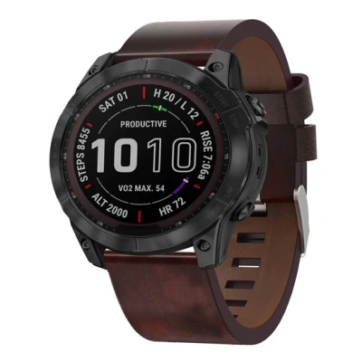 Afbeelding van Leren bandje Bruin Garmin Quatix 7X / 6X &amp; Tactix 7 (pro)