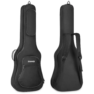 Afbeelding van Donner 39 inch elektrische gitaar gigbag 10 mm/0,4 dikte rugzak zachte solide koffer met verstelbare bandjes, waterbestendig Nonwovens interieur dikker spons pad twee zakken, zwart