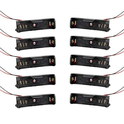 Afbeelding van HALJIA 10 Stks 1.5 V 1 x AA Plastic Cell Batterij Houder Case Opbergdoos met Draad Leads