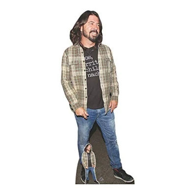 Afbeelding van Star Cutouts Ltd CS702 Dave Grohl geruit overhemd levensgroot karton uitgesneden met mini tafelblad, meerkleurig, 182 x 77 cm