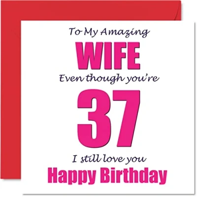 Afbeelding van Grappige 37e Verjaardagskaarten voor Vrouw 37 I Still Love You Gelukkige Verjaardagskaart van Echtgenoot Partner, Zevenendertigste Banter Gifts, 145mm x Grap Humor Wenskaarten