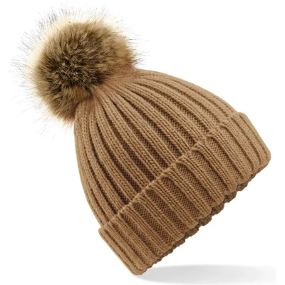 Afbeelding van Beechfield Dames Muts Met Pompon One size Biscuit