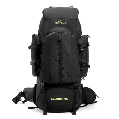 Afbeelding van Tripole Colonel 95L rugzak met afneembare dagrugzak zwart, inclusief regenhoes