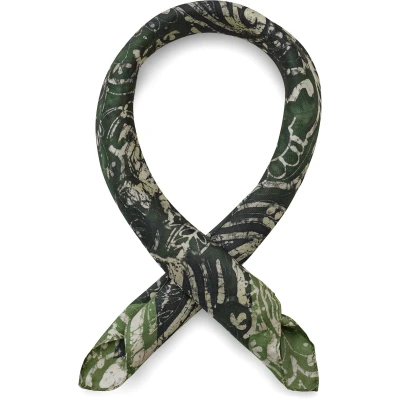 Afbeelding van Virtuo Donkergroene zijden halsdoek met paisleymotief