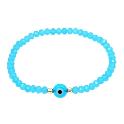 Afbeelding van Geluksarmband geluksbrenger boze oog evil eye kabbalah nazar kralen blauw