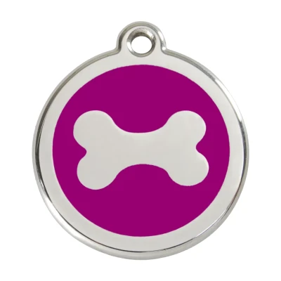 Afbeelding van Bone purple roestvrijstalen hondenpenning large/groot dia. 3,8 cm RedDingo