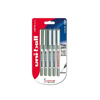 Afbeelding van UB 157 Eye Fine Balpen, zwart/blauw/rood Uni Super Inkt, 0,7 mm punt, 5 stuks