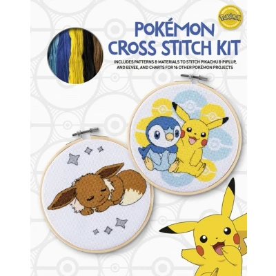 Afbeelding van PokéMon Cross Stitch Kit: Includes Patterns and Materials to Pikachu &amp; Piplup, Evee, Charts for 16 Other Projects