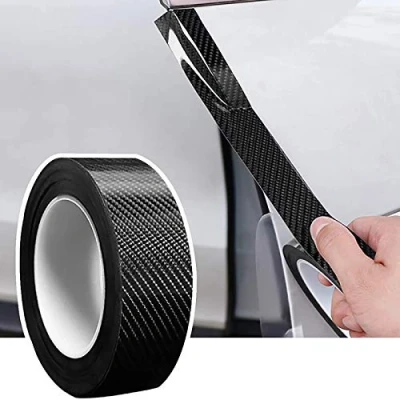 Afbeelding van Storystore Autoinstaplijsten koolstofvezel stickers, 3 cm x 10 m, universele randbescherming voor autodeuren, bumperbescherming