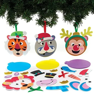Afbeelding van Baker Ross FX370 Jungle Dieren Kerstbal Decoratiesets Set van 8, Kinder Kerstboom Decoraties Kunst set, schuim en Knutsel Kerst