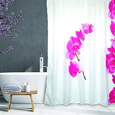 Afbeelding van MSV Antischimmel douchegordijn &quot;Lanyu White&quot;, antibacterieel, wasbaar, waterdicht, inclusief 12 douchegordijnringen, polyester, 180 x 200 cm