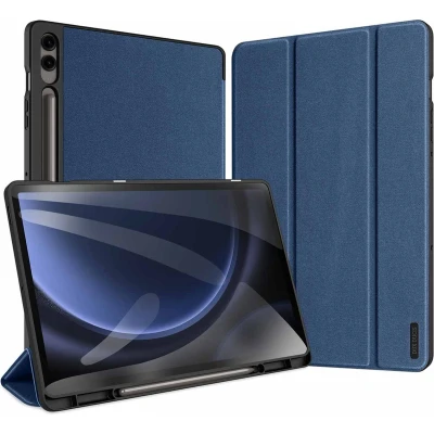 Afbeelding van Samsung Galaxy Tab S9 FE Plus Hoes: Dux Ducis Domo Bookcase Donkerblauw Kunstleder Tablet Hoezen