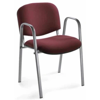 Afbeelding van Vergaderstoel of conferentiestoel basic chroom frame met armleuningen Bordeaux stof