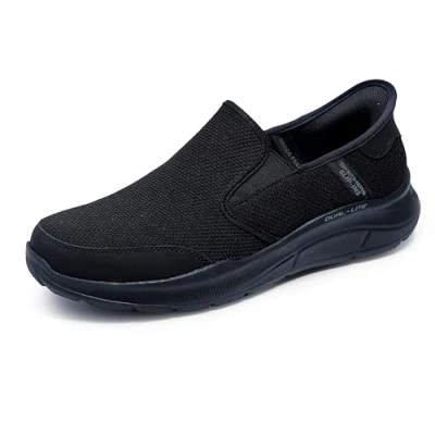 Afbeelding van Skechers Heren Handsfree Slip ins Equalizer 5.0 DRAYZE Sneaker, Zwart mesh/Duraleather/zwarte Trim, 7 UK, Mesh Duraleather 41 EU